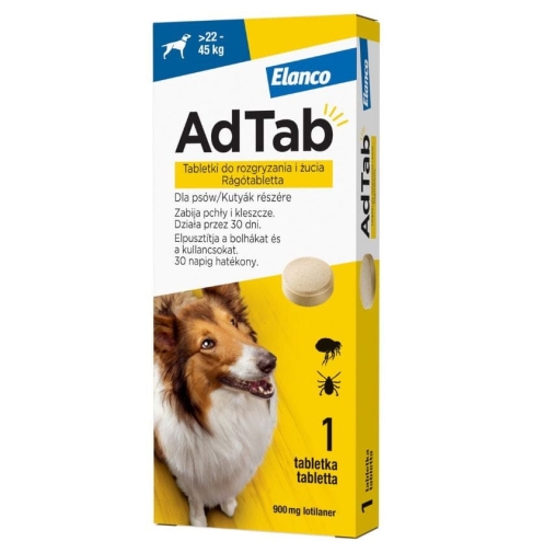 Adtab 900mg Tabletka Przeciw Kleszczom I Pchłom Dla Psa 22 - 45kg