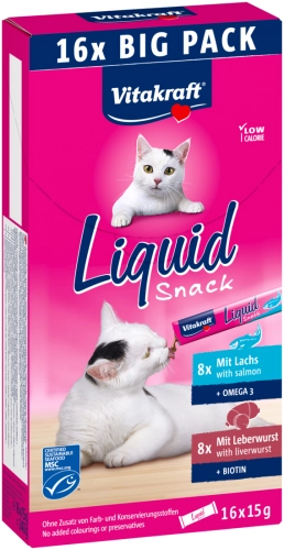 Vitakraft Cat Liquid Snack Łosoś/Wątróbka Megapack 16szt.