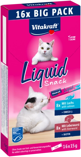 Vitakraft Cat Liquid Snack Łosoś/Wątróbka Megapack 16szt.