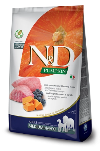 N&D Pumpkin Lamb With Blueberry Adult Medium And Maxi 2,5kg