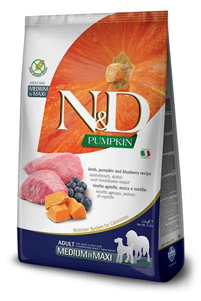 N&D Pumpkin Lamb With Blueberry Adult Medium And Maxi 2,5kg