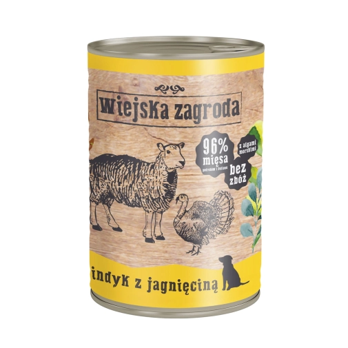 Wiejska Zagroda Indyk Z Jagnięciną 400g Dla Psa