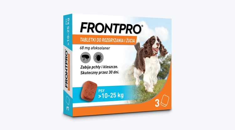 Frontline Frontpro tabletki  Przeciw Kleszczom I Pchłom Dla Psa 10-25kg opakowanie 3szt