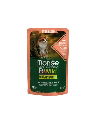 Monge Bwild Grain Free Łosoś Z Kewetkami I Warzywami W Sosie Saszetka 85g