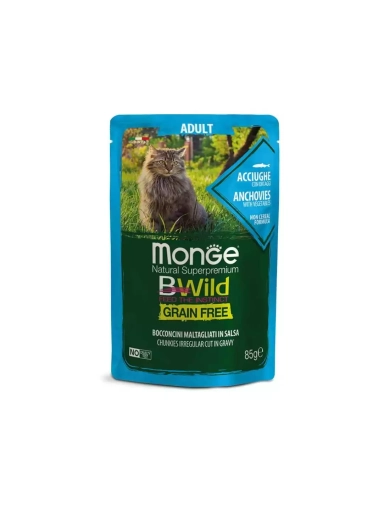 Monge Bwild Grain Free Anchois Z Warzywami W Sosie Saszetka 85g
