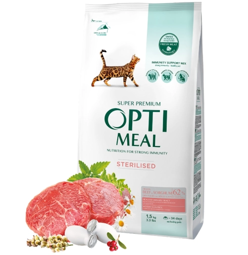 OptiMeal Dla Kota Sucha Sterilised Wołowina & Sorgo 700g