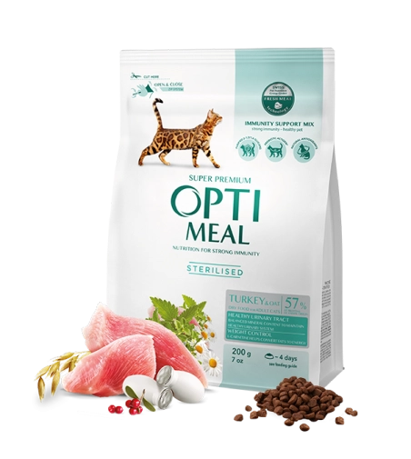 OptiMeal Dla Kota Sucha Sterilised Indyk & Owies 700g