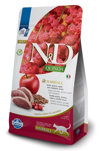 N&D Quinoa Cat Hairball Kaczka 300g