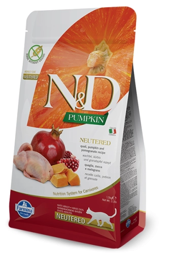 N&D Pumpkin Cat Neutered Przepiórka&Granat 300g