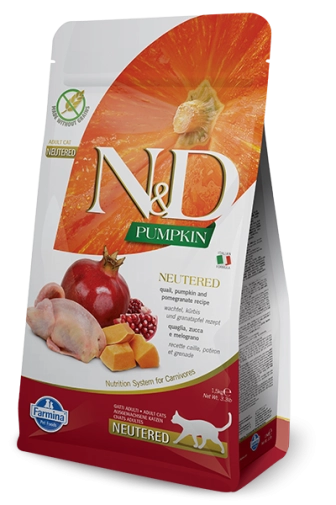 N&D Pumpkin Cat Neutered Przepiórka&Granat 300g