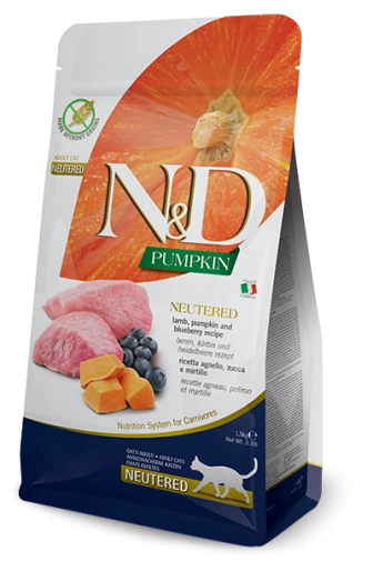 N&D Pumpkin Cat Neutered Jagnięcina&Borówka 300g