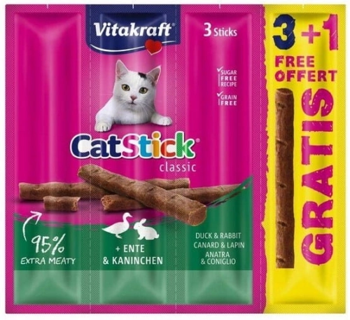 Vitakraft Cat Stick Mini 3+1 Kaczka/królik