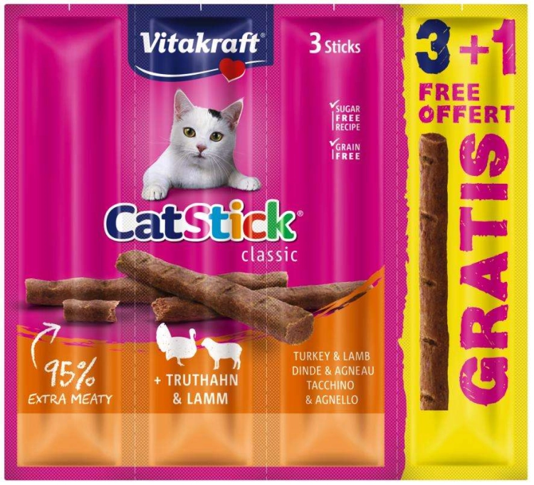 Vitakraft Cat Stick Mini 3+1 Indyk/jagnięcina