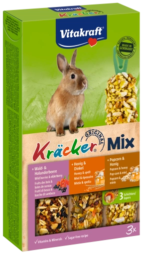 Vitakraft Kracker Dla  Królika Trio Popcorn/Miód/Owoce Leśne 3szt.