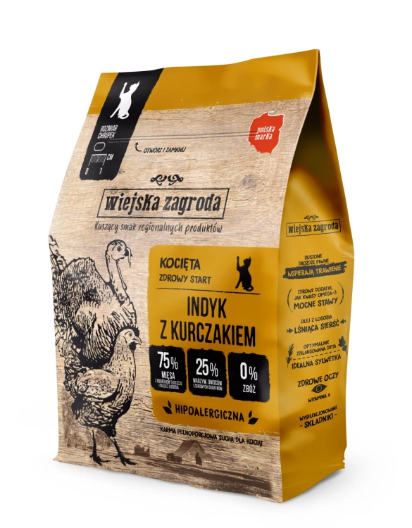 Wiejska Zagroda Indyk Z Kurczakiem 400g Dla Kociąt