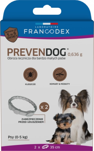 \Obroża Dla Psa Przeciw Kleszczom Francodex Prevendog O Wadze Do 5kg 35cm Op. 2szt