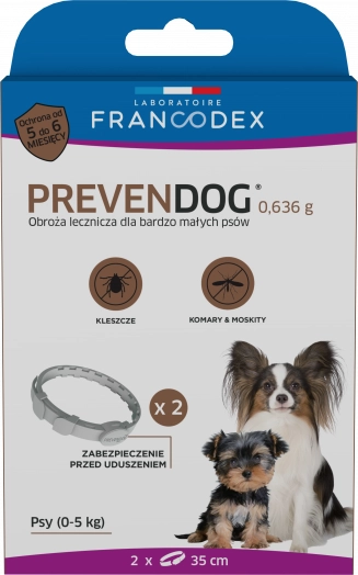 \Obroża Dla Psa Przeciw Kleszczom Francodex Prevendog O Wadze Do 5kg 35cm Op. 2szt