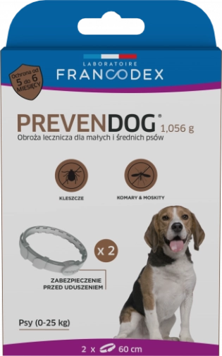 Obroża Dla Psa Przeciw Kleszczom Francodex Prevendog O Wadze Do 25kg 60cm Op. 2szt