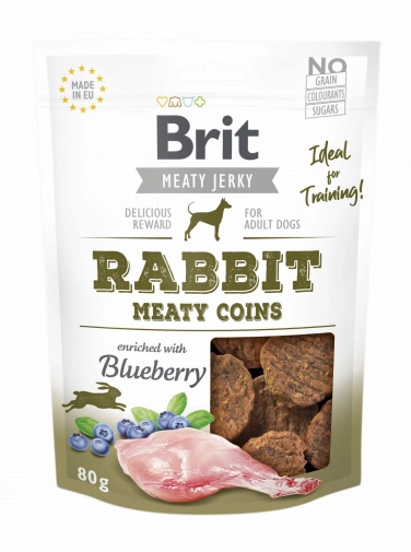 Brit Jerky Rabbit Meaty Coins 80g Przysmak Dla Psa