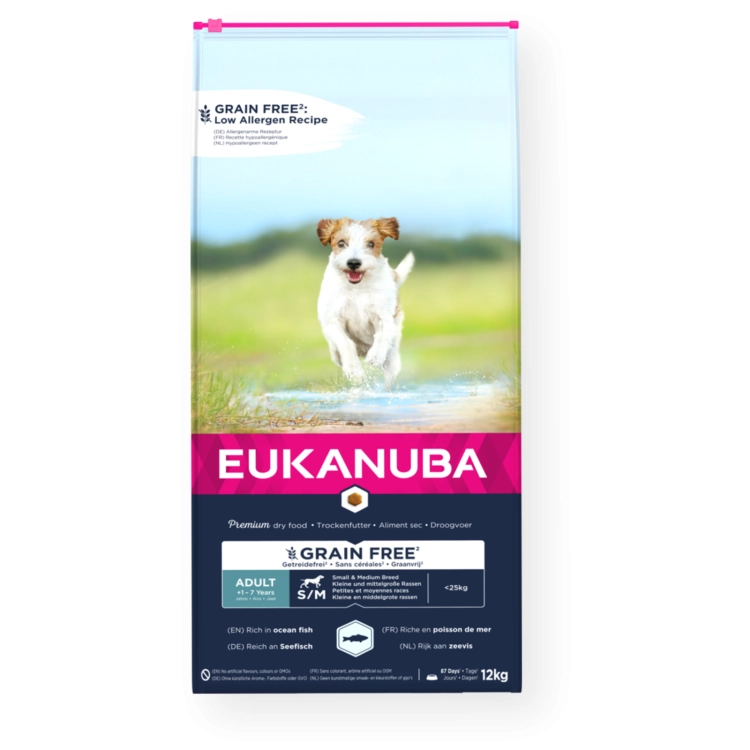 Eukanuba Grain Free Small And Medium Adult Ryby Ocean 12kg