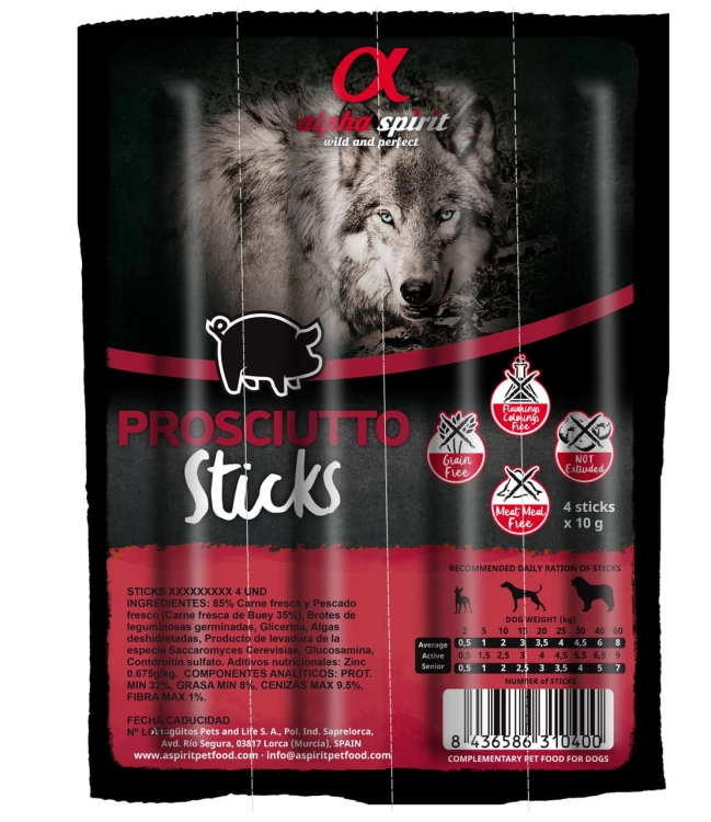 Alpha Spirit Przysmak Dla Psa 4x10g Z Prosciutto