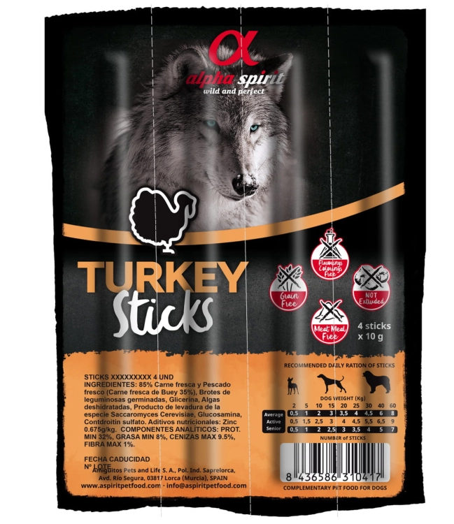 Alpha Spirit Przysmak Dla Psa 4x10g Z Indykiem