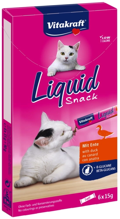Vitakraft Cat Liquid Snack Kaczka Glukan 6x15g