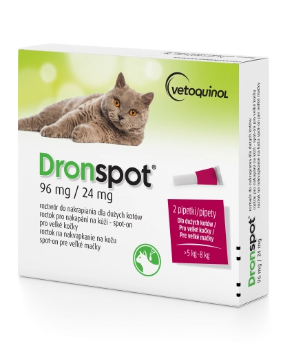 Vetoquinol Dronspot 2x1,12ml Dla Dużych Kotów 5-8kg