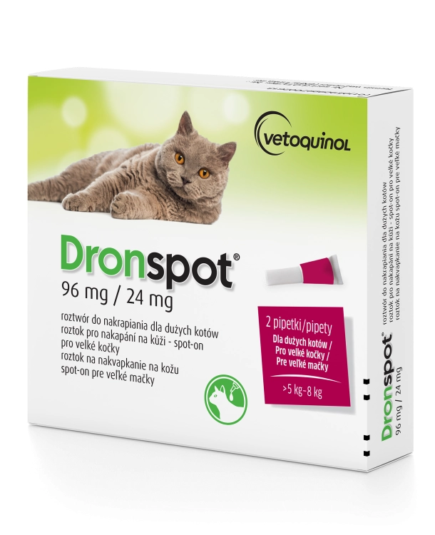 Vetoquinol Dronspot 2x1,12ml Dla Dużych Kotów 5-8kg