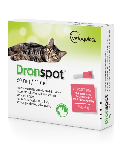 Vetoquinol Dronspot 2x0,70ml Dla Średnich Kotów 2,5-5kg