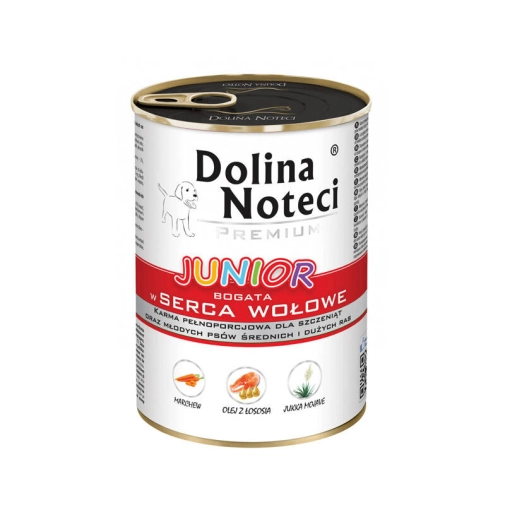 Dolina Noteci Premium Junior Z Sercami Wołowymi 400g