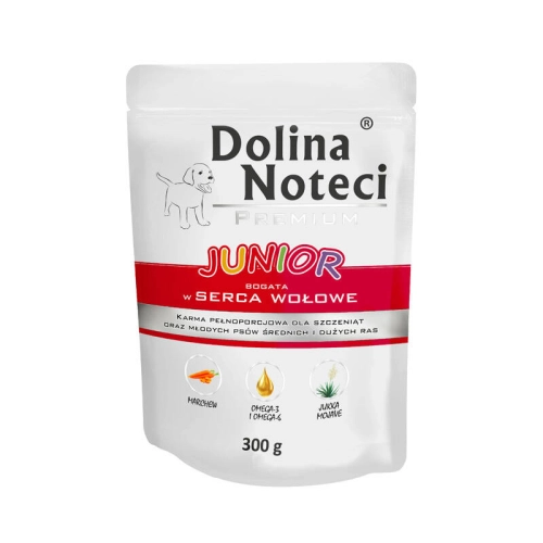 Dolina Noteci Premium Junior Z Sercami Wołowymi 300g