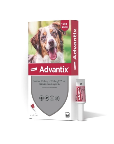 Elanco Advantix Spot-on 2,5ml Dla Psa 10-25kg Op.4amp.
