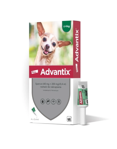 Elanco Advantix Spot-on 0,4ml Dla Psa Do 4kg Op.4amp.
