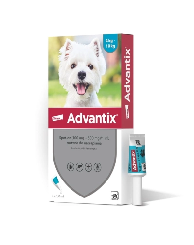 Elanco Advantix Spot-on 1,0ml Dla Psa 4-10kg Op. 4amp.