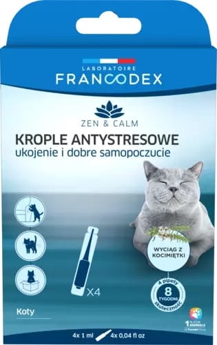 Francodex Zen&Calam Krople Antystresowe Z Kocimiętką Dla Kotów 4x1ml