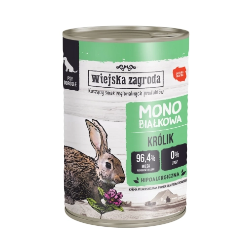 Wiejska Zagroda Dla Psa Konserwa Monobiałkowa Królik 400g