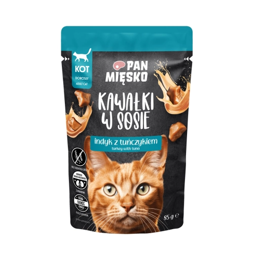 Pan Mięsko Saszetka 85g Dla Kota Kawałki Indyka z Tuńczykiemi w Sosie