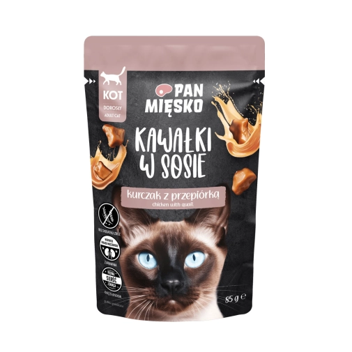 Pan Mięsko Saszetka 85g Dla Kota Kawałki Kurczaka z Przepiórką w Sosie