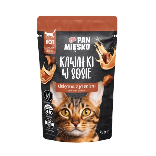Pan Mięsko Saszetka 85g Dla Kota Kawałki Cielęciny z Jeleniem w Sosie