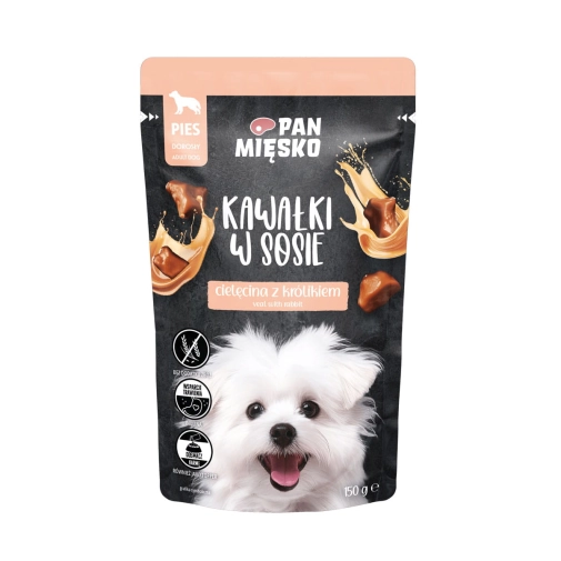 Pan Mięsko Saszetka 150g Dla PSa Kawałki Cielęcina z Królikiem w Sosie