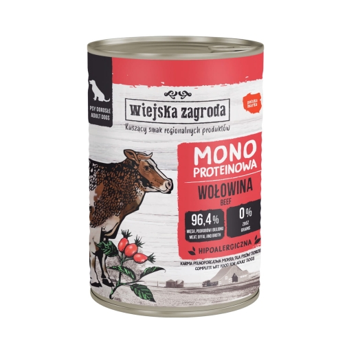 Wiejska Zagroda Dla Psa Konserwa Monobiałkowa Wołowina 400g
