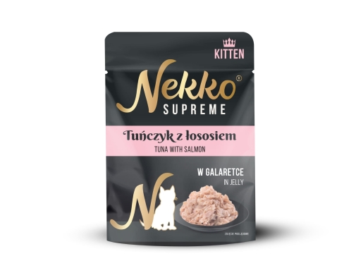 Nekko Supreme saszetka Kitten w Galaretce Tuńczyk z Łososiem 70g