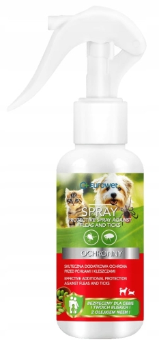 Eurowet KP Spray Ochronny z Olejkiem Neem Przeciwko Kleszczom i Pchłom pies/kot 100ml