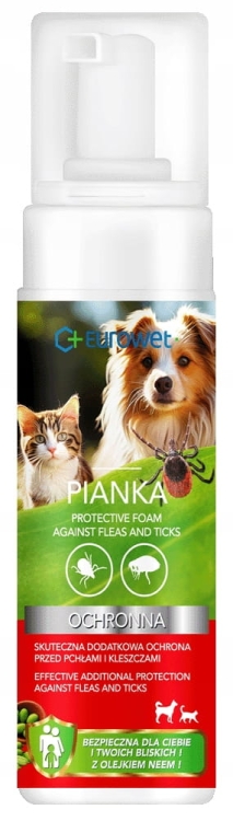 Eurowet KP Pianka Ochronna z Olejkiem Neem Przeciwko Kleszczom i Pchłom pies/kot 150ml