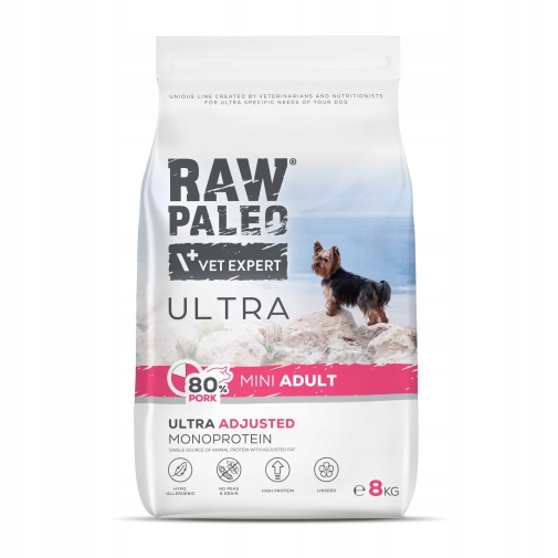 Raw Paleo Ultra Dla Psa Sucha Mini Adult Wieprzowina 8kg
