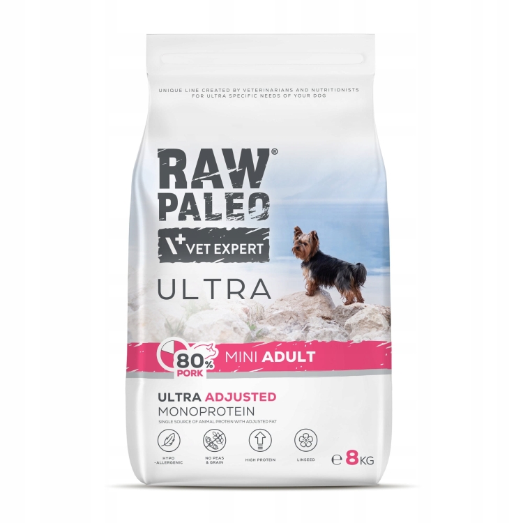 Raw Paleo Ultra Dla Psa Sucha Mini Adult Wieprzowina 8kg