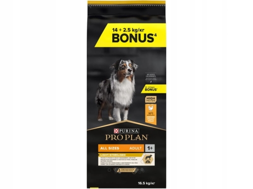 Pro Plan Light / Sterilised Kurczak PROMO 14kg+2,5kg Gratis