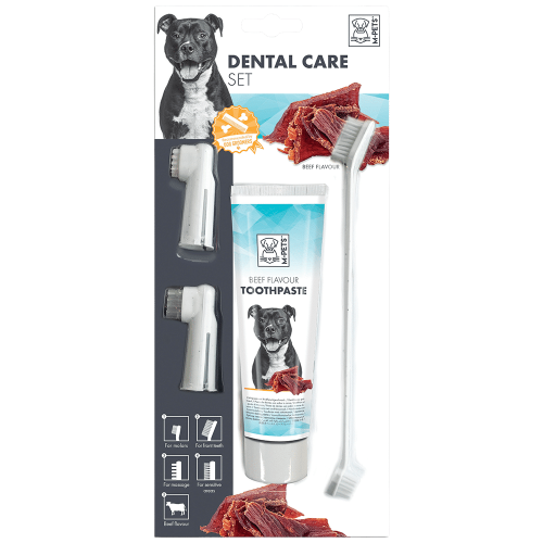 M-Pets Zestaw do Czyszczenia Zębów Pasta & Szczoteczki o Smaku Wołowiny