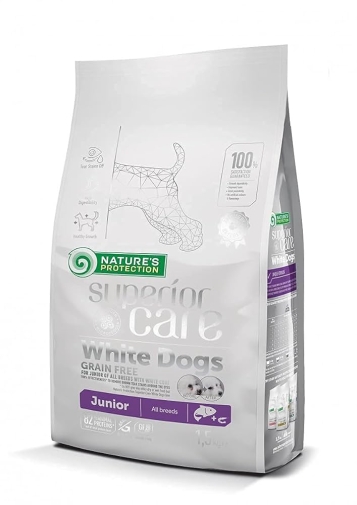 Nature's Protection Superior Care White Dogs Junior Łosoś /Kreweetki 1,5kg